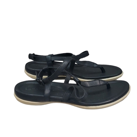 Ecco Womens Comfort Leather Thong Flip Flop Flats Sandals sz 40/9-9.5 - Picture 1 of 11